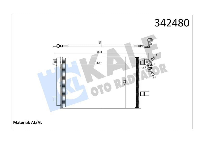 Kale 342480 A/C Condenser Volkswagen Multivan V/Transporter V T5 2.0 TDI 09-15 — Condensers & Evaporators