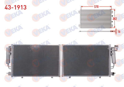 Veka 43-1913 A/C Condenser Ford Fiesta VI 1.4 TDCi A-T / M-T 2008-2012 — Condensers & Evaporators