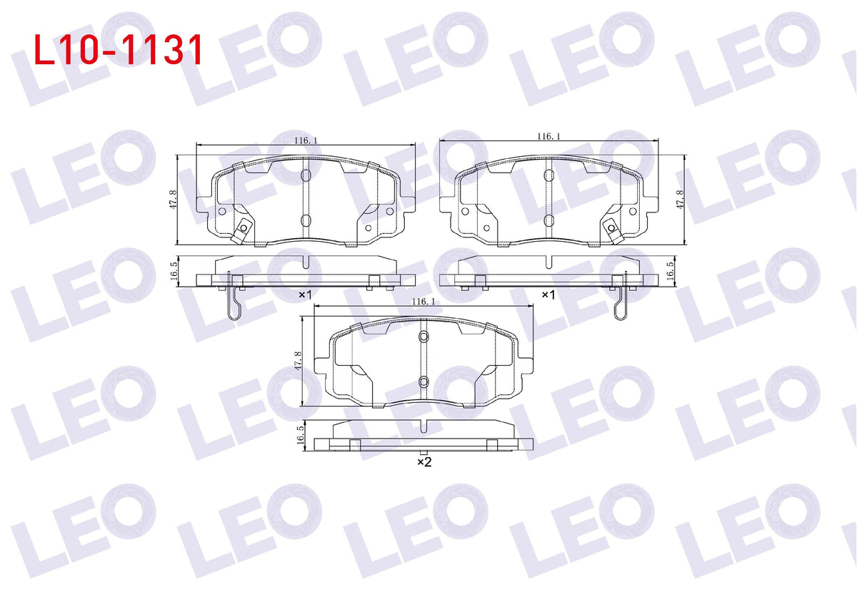 LEO L10-1131 Brake Pad Front with Wear Indicator Kia Picanto (Ba) 1.25 2004-2011 / Picanto (Ba) 1.1i 2004-2011 / — Brake Pads