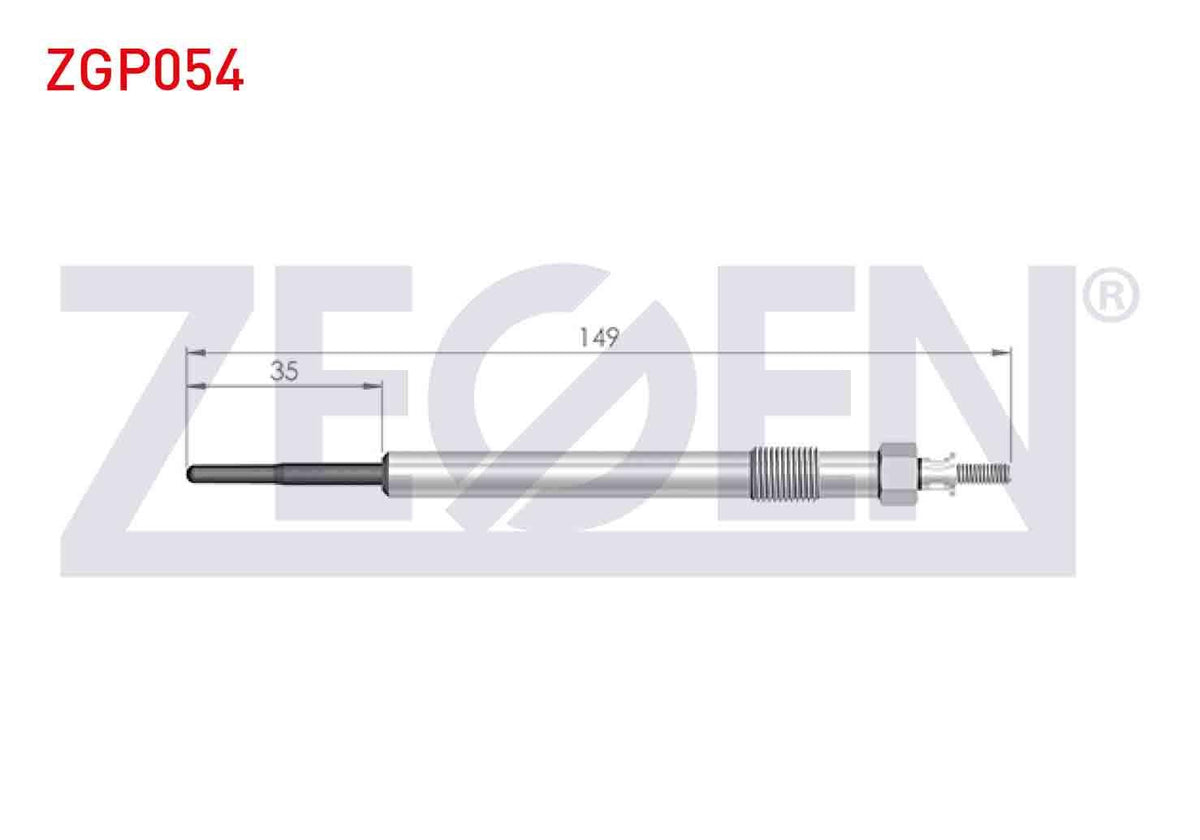 Zegen ZGP054 Glow Plug 4,4V Citroen Jumper III 2.2Hdi 2006-2014 / Ford Transit (V348) 2.2 TDCi 2009-2014 / Tourneo Custom (V362) 2.2 TDCi 2012-/ Ranger (Tke) 2.2 TDCi 2011-/ Peugeot Boxe