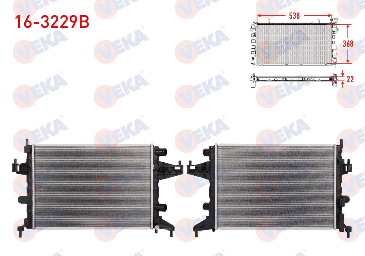 Veka 16-3229B Su Radiator Brazing Opel Corsa C 1.0i 12V M-T 2000-2006 — Radiators & Fans