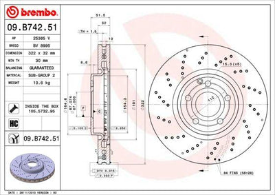 Brembo 09.B742.51 Brake Disc Front Mercedes CLS X218/C218/W218 11-17 — Brake Rotors & Drums