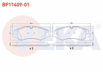 Veka BP11409-01 Brake Pad Front Land Rover Discovery IV (La) 3.0 TD 4X4 18.70mm 2010 — Brake Pads