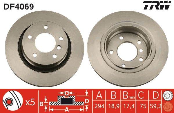 TRW DF4069 Brake Disc Rear BMW E46 5D Air 294mm 98-05 — Brake Rotors & Drums