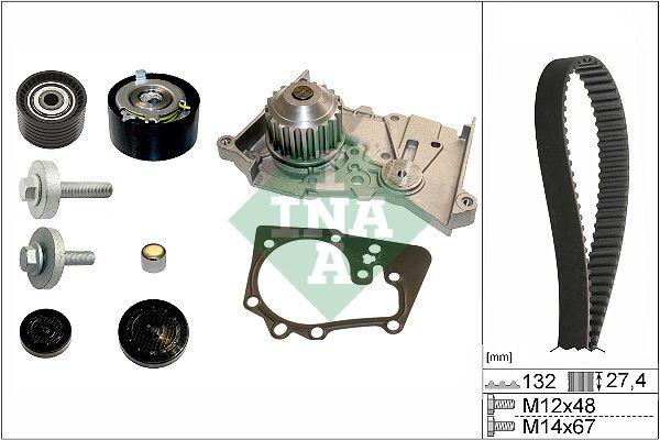 INA 530063930 Timing Belt Kit + Water Pump Megan Clio Kango Dacia Nissan 1.4-1.6 16V 98- — Water Pump & Thermostat