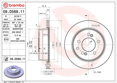 Brembo 09.D569.11 Brake Disc Rear UV Coated Ssangyong — Brake Rotors & Drums