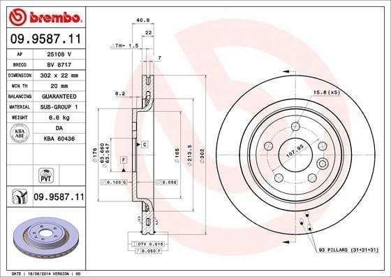 BREMBO Brake Disc for Volvo S60 S80 V60 V70 - 2 Pack — Brake Rotors & Drums