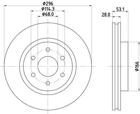 HELLA Pagid Brake Disc 8DD355126-841 - Front Disc 296-6 for Nissan Navara & Renault Alaskan — Brake Rotors & Drums