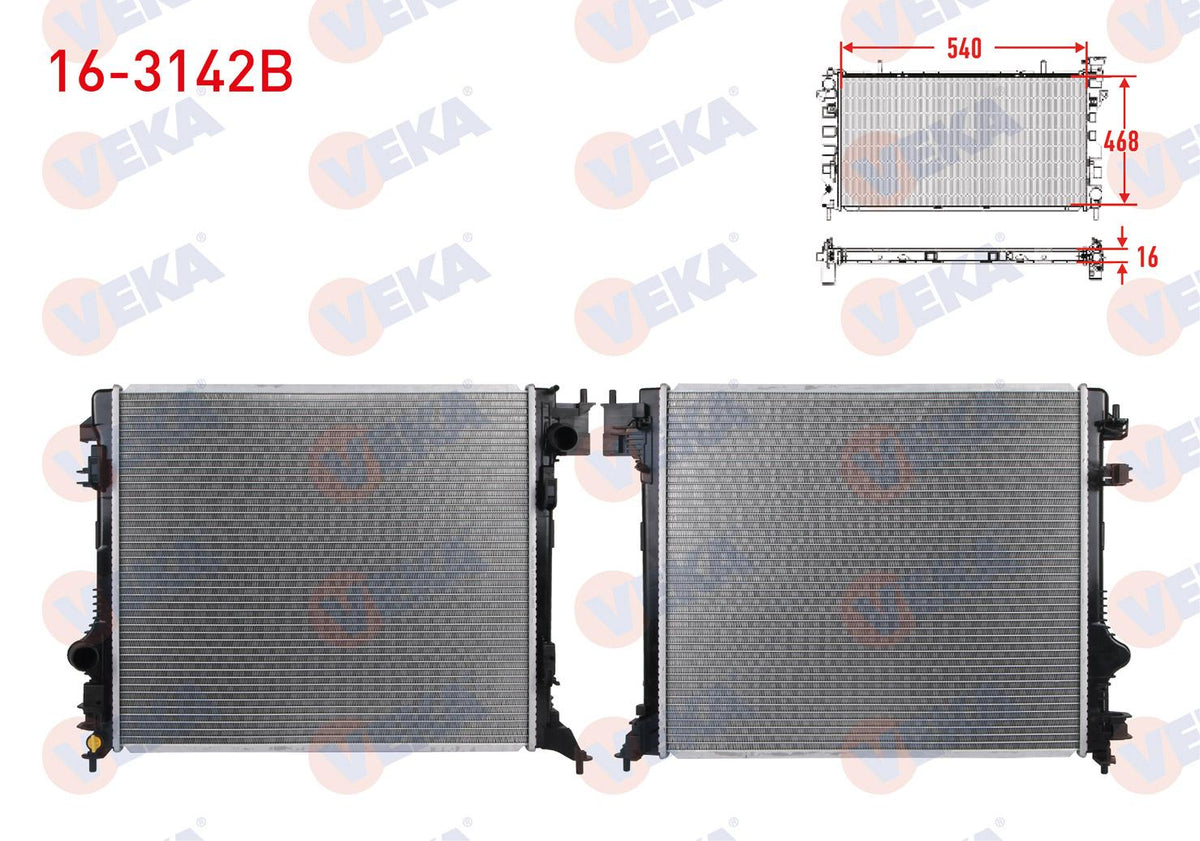 Veka 16-3142B Su Radiator Brazing Nissan Qashqai (J11) 1.5 dCi M-T Ac + /-2014 — Radiators & Fans