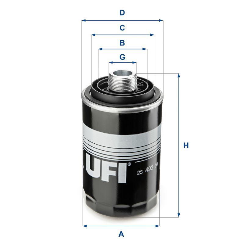 Ufi 23.493.00 Oil Filter (VW Golf VI-Passat 10-Tiguan 07-T5 11-/ Audi A3 04-A4 08-A6 11-/ Seat Leon 09-2.0 TFSI — Oil Filters