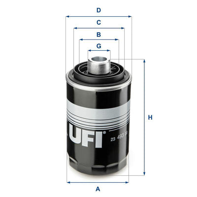 Ufi 23.493.00 Oil Filter (VW Golf VI-Passat 10-Tiguan 07-T5 11-/ Audi A3 04-A4 08-A6 11-/ Seat Leon 09-2.0 TFSI — Oil Filters