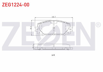 Zegen ZEG1224-00 Brake Pad Front Toyota Yaris (P9) 1.0 Vvt-I 2006-2010 / Yaris (P9) 1.33 Vvt-I 2006-2010 — Brake Pads