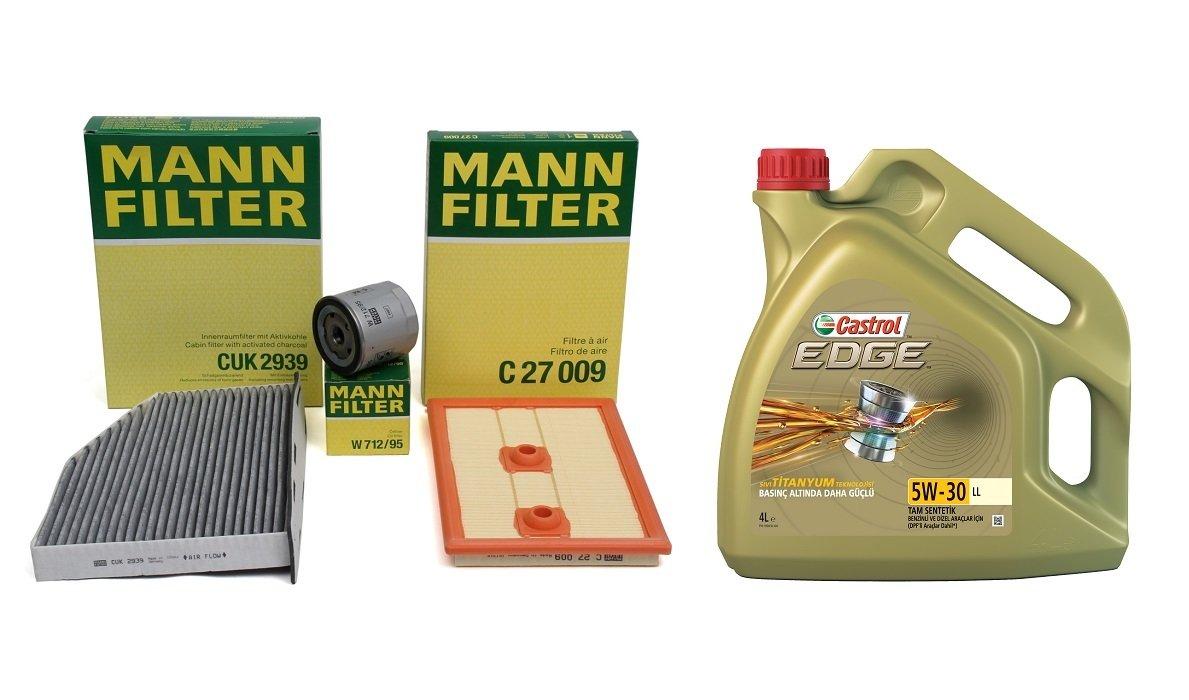 Mann Volkswagen Jetta 1.2 TSI BlueMotion Scheduled Service Filter Set Castrol 5W-30 LL 4 Litre w — Maintenance & Service Kits