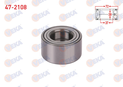 Veka 47-2108 Front Wheel Bearing Left-Right 38X72x37 Hyundai i20 1.2-1.4-1.4 CRDi 2015-/ Accent Blue 1.4 Cvvt-1.6 CRDi 2012