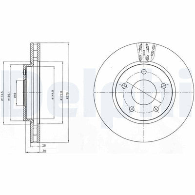 Delphi BG4258 Brake Disc (Twin Pack), Drilled — Brake Rotors & Drums