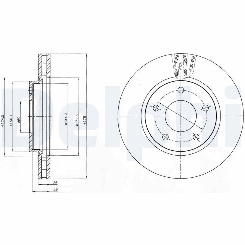 Delphi BG4258 Brake Disc (Twin Pack), Drilled — Brake Rotors & Drums