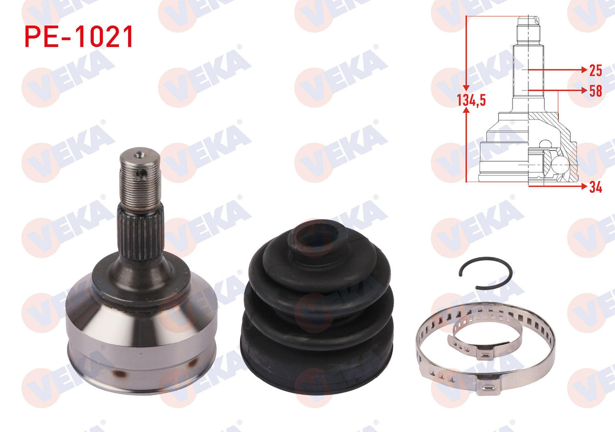 Veka PE-1021 CV Joint Left-Right Front Outer Length 134 — Axles, CV Joints & Boots