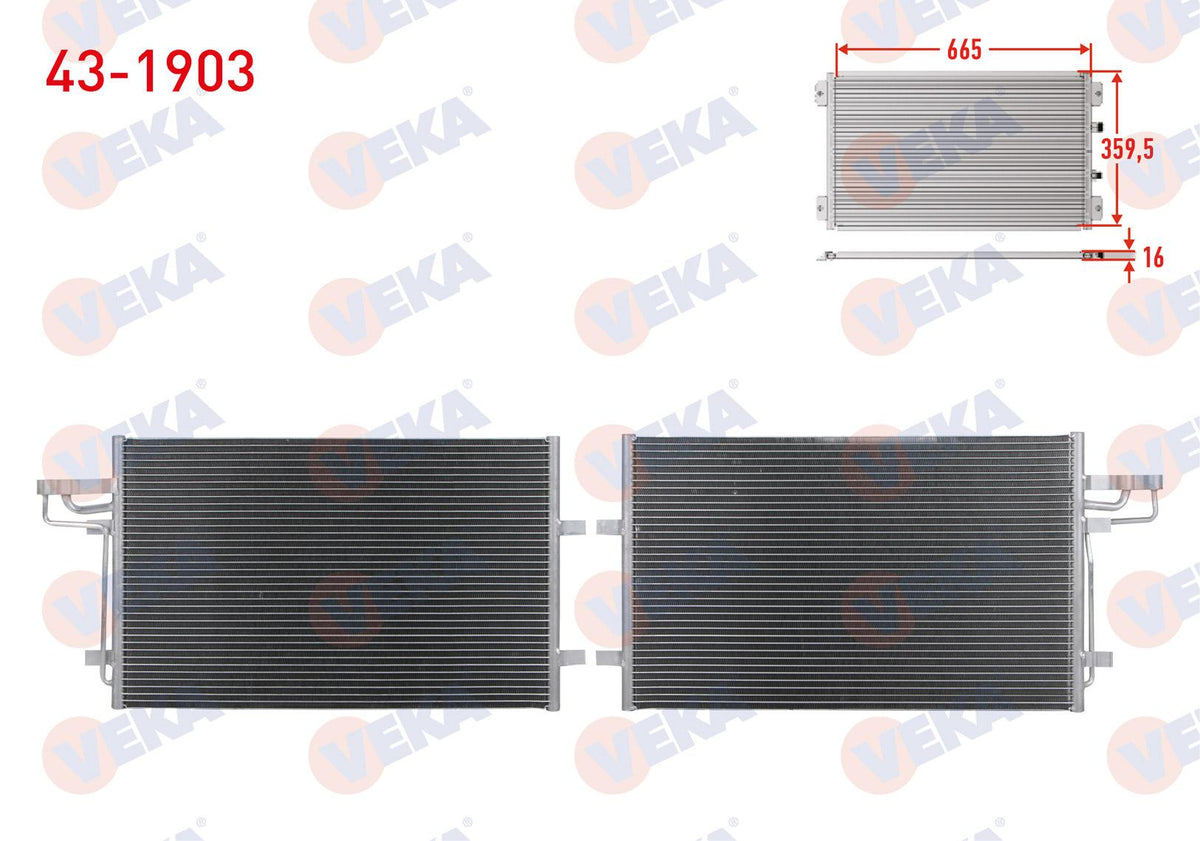 Veka 43-1903 A/C Condenser Ford Focus II (Da) 1.4i 2004-2011 — Condensers & Evaporators