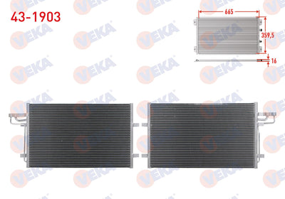 Veka 43-1903 A/C Condenser Ford Focus II (Da) 1.4i 2004-2011 — Condensers & Evaporators