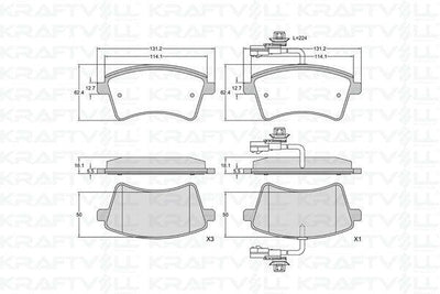 Kraftvoll 07010323 Front Brake Pad Kangoo III 08 > Mercedes Citan 13 > 21 1.2 TCE 1.5 dCi 1.6 — Brake Pads