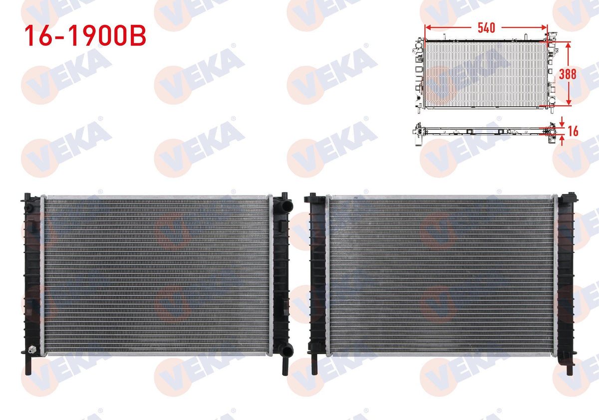 Veka 16-1900B Su Radiator Brazing Ford Fiesta 1.4 TDCi M-T 2002-2009 — Radiators & Fans