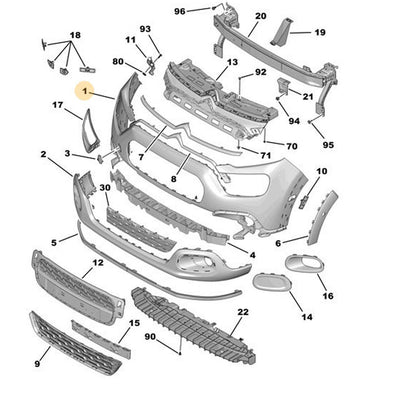 Citroën 167373471T Citroen C3 Original Front Bumper Compatible with Citroën C3 2020 — Bumpers & Grilles