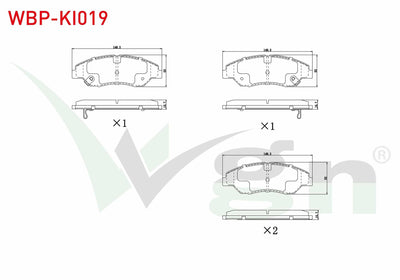 WGN WBP-KI019 Brake Pad with Wear Indicator Front Kia Sportage (K00) 2.0i 16.00mm 1994-2004 — Brake Pads