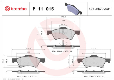 Brembo P11015 Brake Pad Front Low-Met Chrysler — Brake Pads