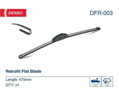 DENSO DFR-003 Wiper Blade - 475mm Universal Fit for Ford Fiesta, Focus, Opel Vectra — Wipers