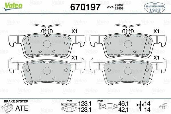 VALEO 670197 Rear Brake Pads - Reliable Stopping Power for Ford Fiesta