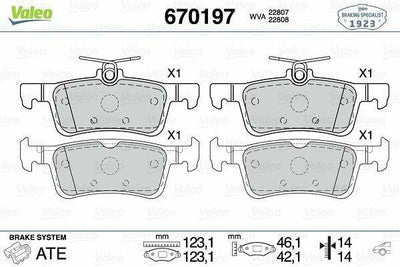VALEO 670197 Rear Brake Pads - Reliable Stopping Power for Ford Fiesta