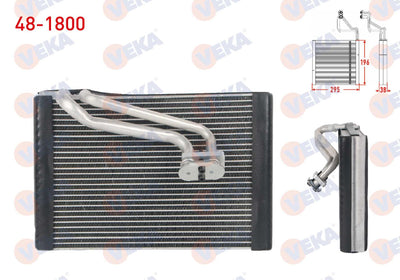 Veka 48-1800 A/C Evaporator Borulu 295X196x38 Fiat Linea 1.3 Mjt 07-/Egea 15-22-/500L 13-/Punto (G — Condensers & Evaporators