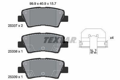 Textar 2533703 Brake Pad Rear Blue i10 I40 Elantra Ioniq Tucson Rio 2011 — Brake Pads