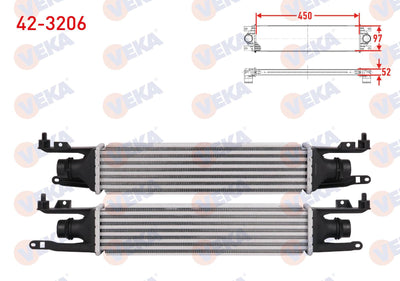 Veka 42-3206 Turbo Radiator (Intercooler) Opel Corsa D 1.3 CDTi 90 Hp 2006-2014 — Radiators & Fans