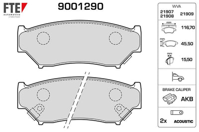 Fte 9001290 Front Brake Pad Suzuki Grand Vitara 5 Door 90-98 Jimny 03-> — Brake Pads