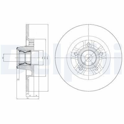 Delphi BG9113RSC Brake Disc Rear with Bearing ABS with Ring Renault Kangoo II/III Citan 02-Set — Brake Rotors & Drums