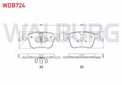 WALBURG WDB724 Brake Pad Front Peugeot 3008 16-/ 508 II 18-/ 5008 II 16-/ Partner 18-/ Rifter 19-/ Toyota Proace — Brake Pads