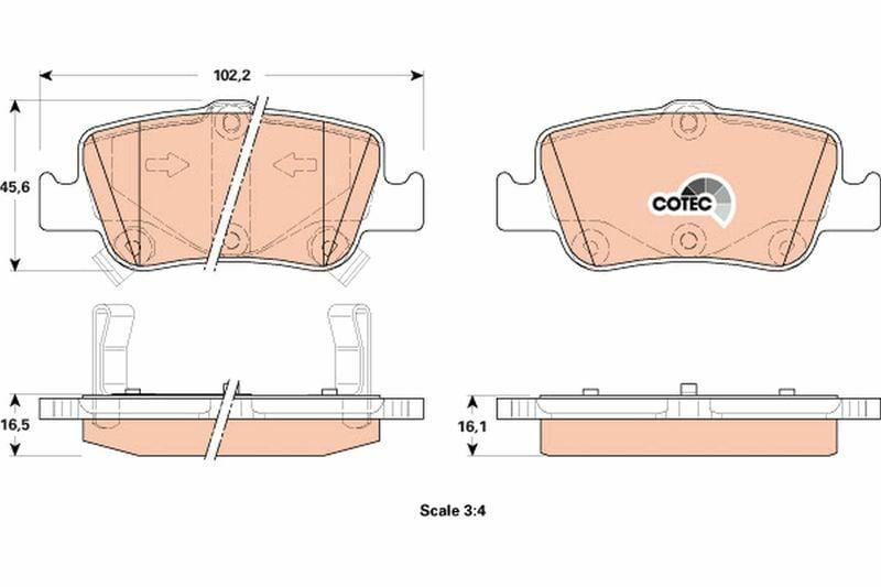 TRW GDB3480 Brake Pads - Toyota Corolla (2007-2012) & Auris (2013)