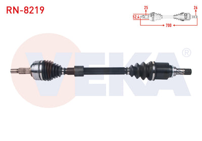 Veka RN-8219 Complete Axle Left Front Length 700mm Renault Megane IV 1.6i M-T 2016 — Axles, CV Joints & Boots