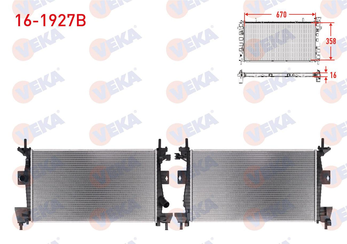 Veka 16-1927B Su Radiator Brazing Ford Focus III 1.6 TI-Vct M-T Ac + /-2011-2015 — Radiators & Fans