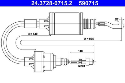 ATE 24.3728-0715.2 Clutch Cable Opel Vectra A 2.0 — Clutch & Flywheel