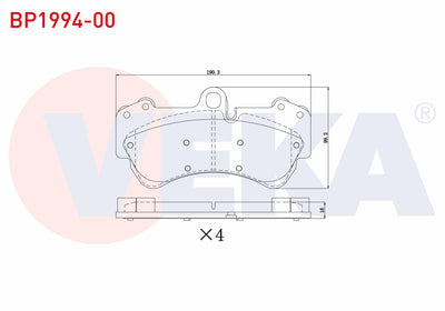 Veka BP1994-00 Brake Pad Front Volkswagen Touareg 3.6 V6 FSI 17 Rim 2002-2010 / Touareg 2.5 Rs TDI 2002-2010 / Touareg 4.2 V8 2002-2010 / Porsche Cayenne 3.2i 17 Rim 2002-2010 / Cayenne 3.6