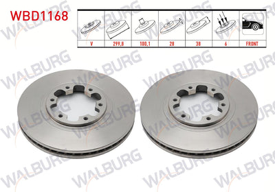 WALBURG WBD1168 Brake Disc Front Air 6 Bjn 299,8X28x100 — Brake Rotors & Drums