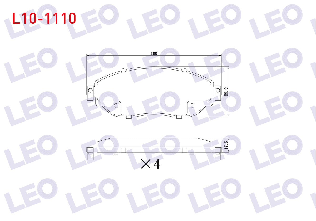 LEO L10-1110 Brake Pad Front Renault Traffic III 1.6 dCi 2014-/ Opel Vivaro (X83) 1.6 CDTi 2015 — Brake Pads