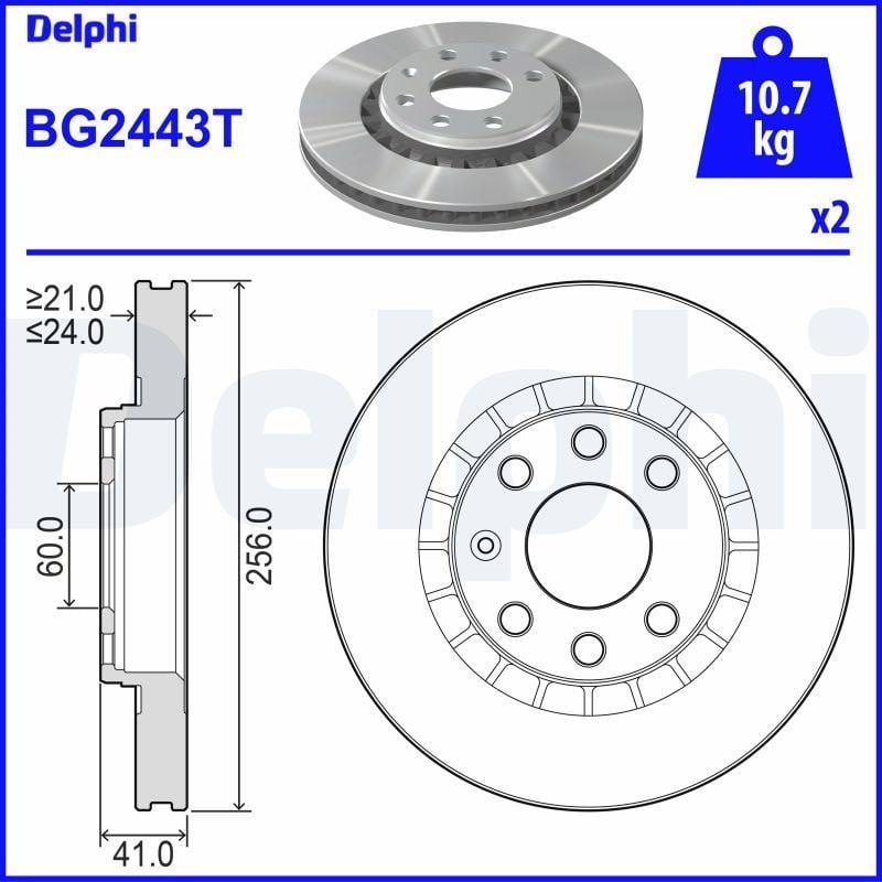 Delphi BG2443T Ventilated Brake Disc for 96 Vectra B & Astra F 1.6 16V — Brake Rotors & Drums
