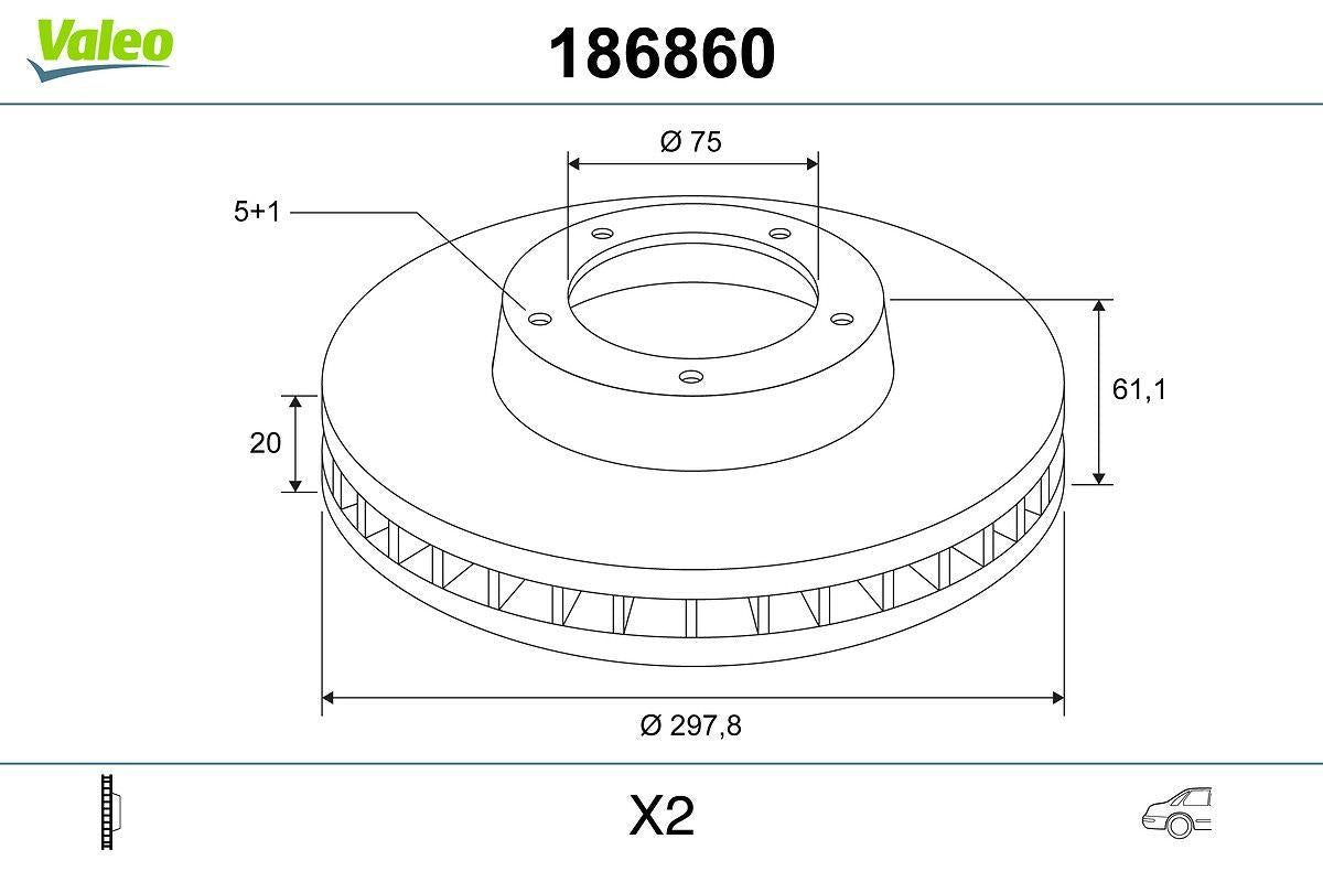 Valeo 186860 Brake Disc (Rear) (Set) (X2) BMW Sérıe 5 (E39) (95-04) 2.0 D, 2.0 — Brake Rotors & Drums