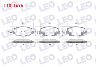 LEO L10-1495 Brake Pad Front with Wear Indicator Kia Picanto (Ja) 1.0 MPI-1.2 MPI 2017 — Brake Pads