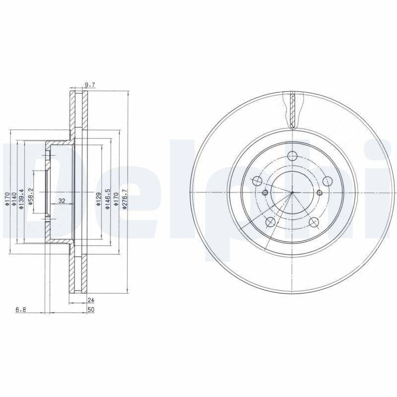 Delphi BG2827C Front Brake Disc Subaru Impreza/Forester/Legacy Coated