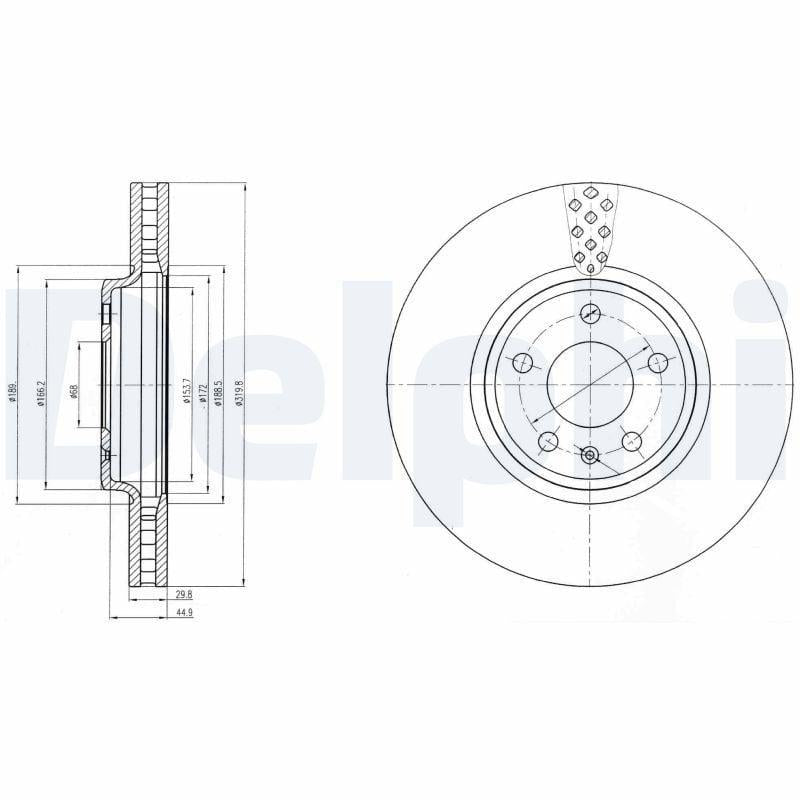 Delphi BG4080C Disc Brake - Ventilated Type for A1, A4 and 2 more models — Brake Rotors & Drums