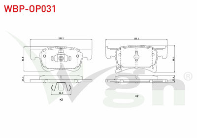WGN WBP-OP031 Brake Pad Front with Wear Indicator Opel Corsa E 1.3 CDTi 15 Rim 2014-/ Corsa E 1.2 2014-/ Corsa E 1.4 2014-/ Adam 1.2 2013-/ Adam 1.4 2013